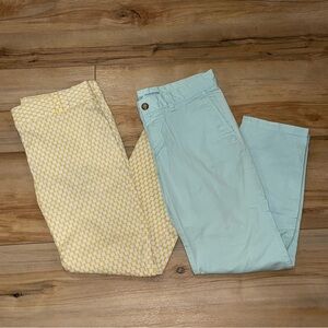 J. Crew & Gap Set. Yellow Patterned Pants Seafoam Green Ankle Slacks Size 6